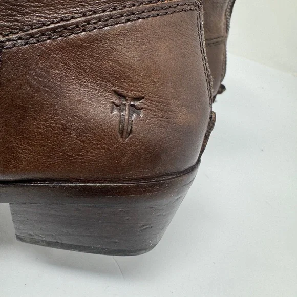 Vintage Frye Leather Pointed Toe Western Ankle Boots Brown size 6.5 - Picture 7 of 13